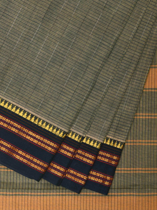 Sea Green Narayanpet Cotton Handloom Saree with Checks Design No Blouse np0912