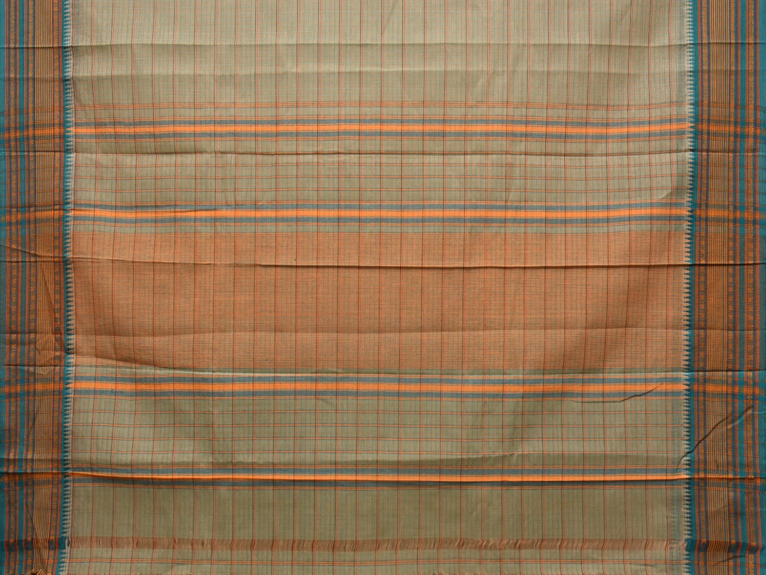 Sea Green Narayanpet Cotton Handloom Saree with Strips Design No Blouse np0803
