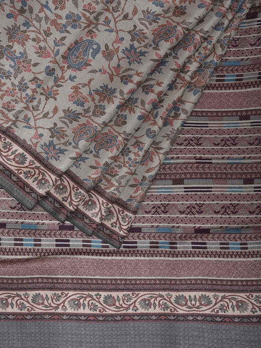 Sea Green Pashmina Print Viscose Twill Saree with All Over Floral Design o0659