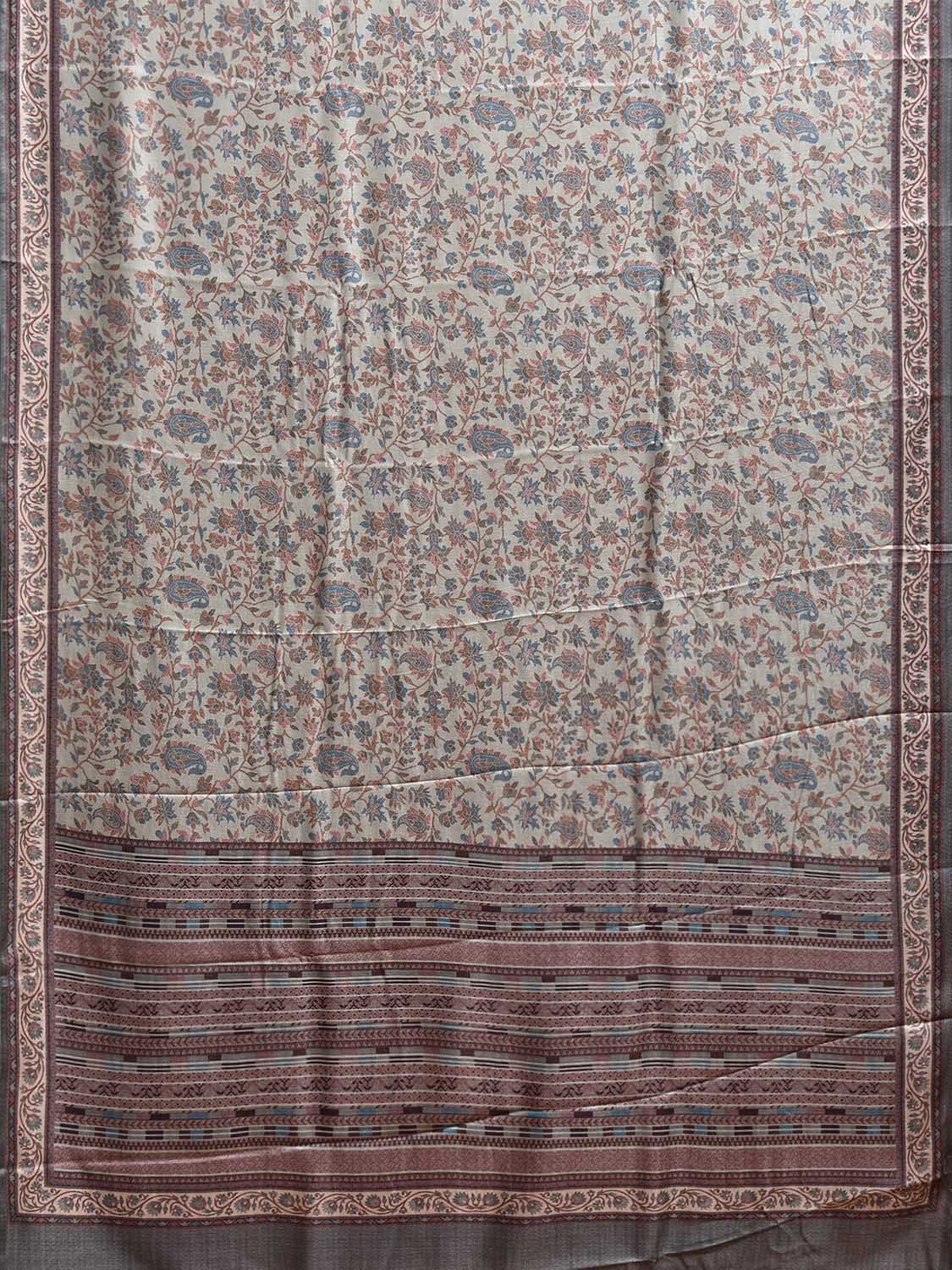 Sea Green Pashmina Print Viscose Twill Saree with All Over Floral Design o0659