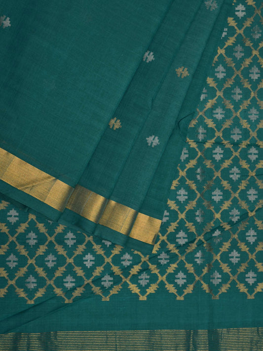 Sea Green Uppada Cotton Handloom Saree with Jamdani Pallu Design u1953