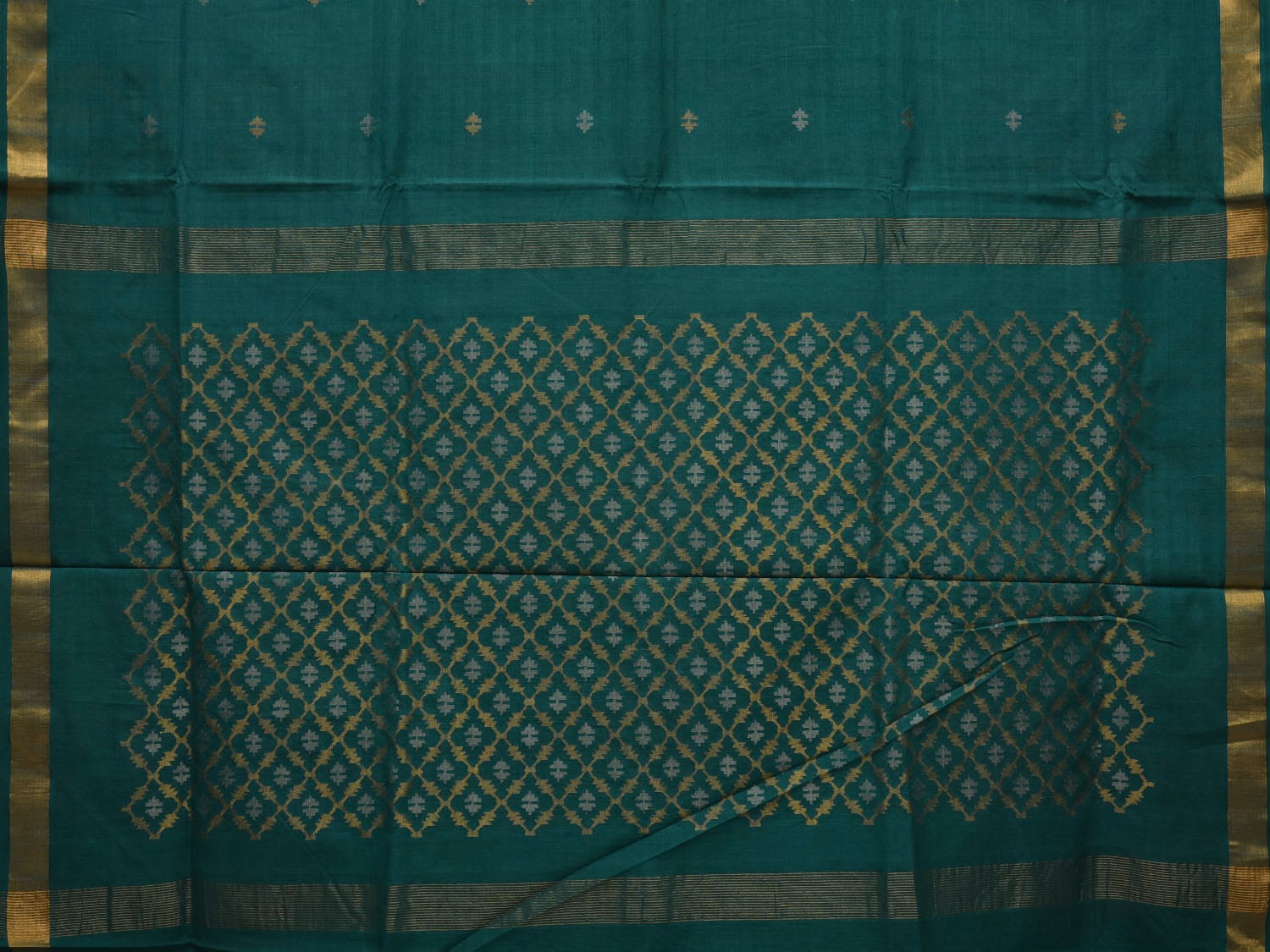 Sea Green Uppada Cotton Handloom Saree with Jamdani Pallu Design u1953