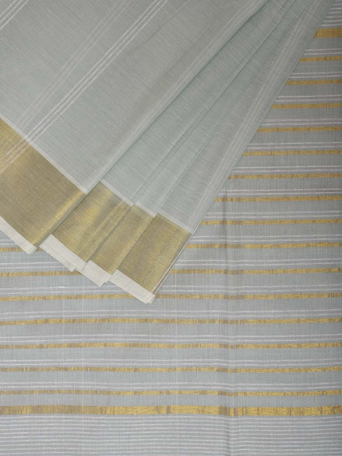 Sea Green Venkatagiri Cotton Saree with Stips Design v0105