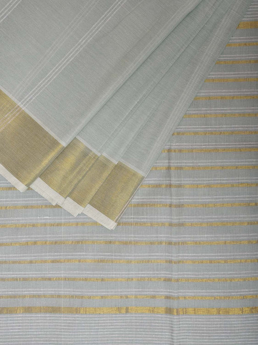 Sea Green Venkatagiri Cotton Saree with Stips Design v0105