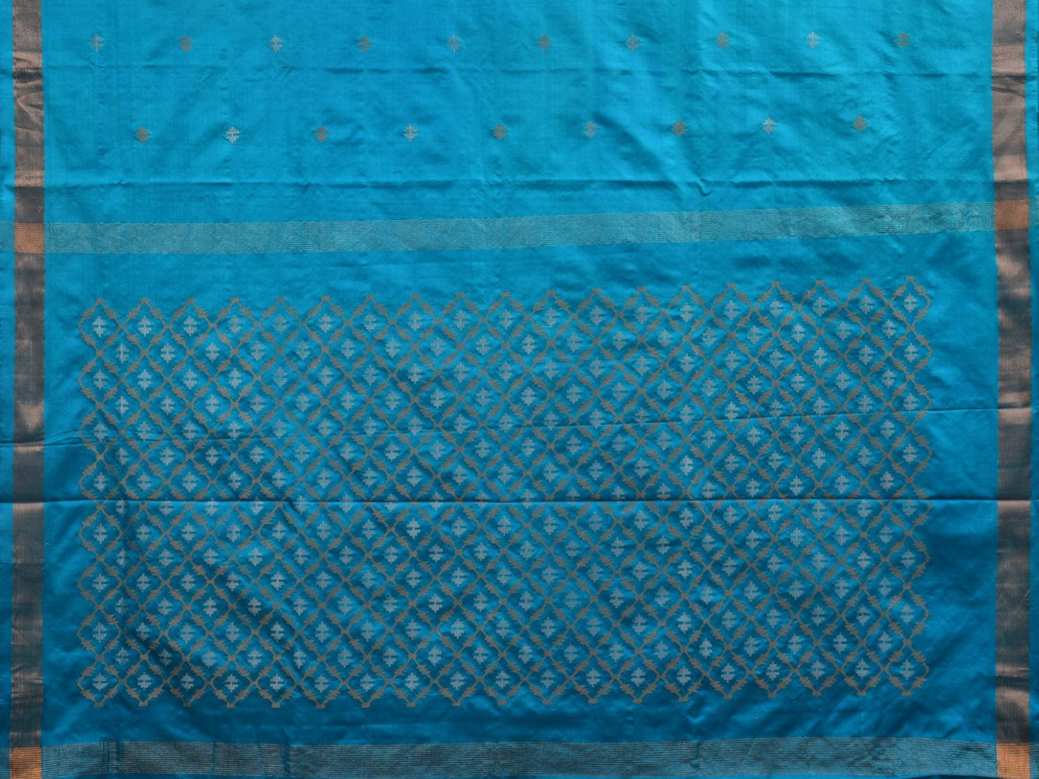 Sky Blue Uppada Silk Handloom Saree with Jamdani Pallu Design u1891