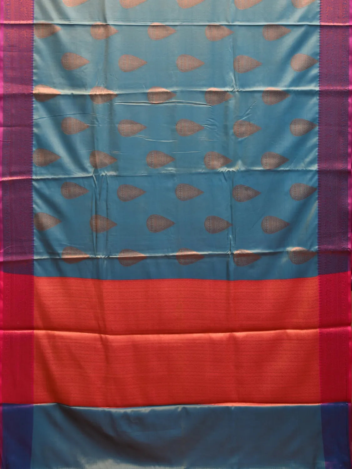 Slate Blue and Pink Katan Silk Saree with Border and Body Butta Design b0070ds