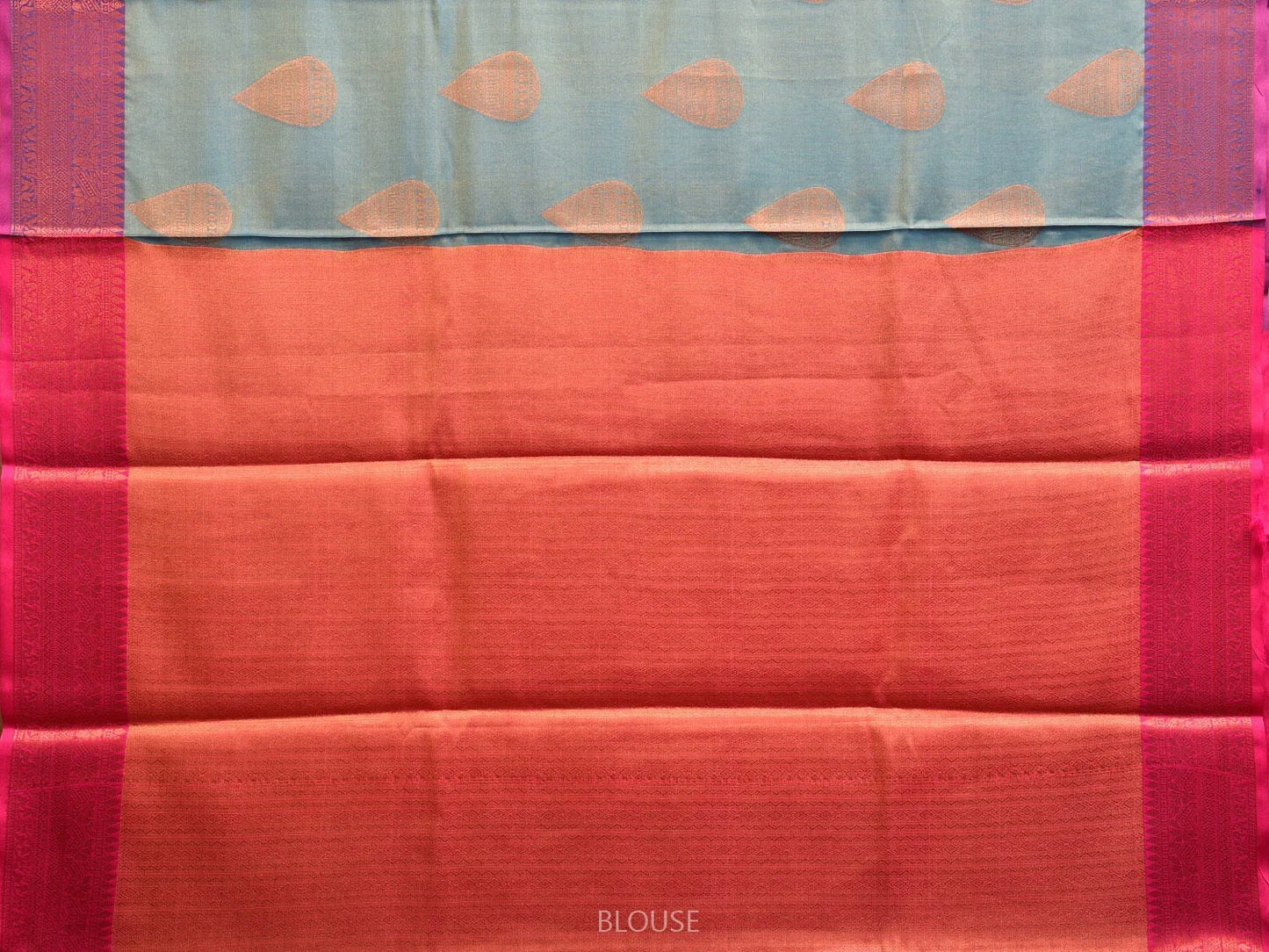 Slate Blue and Pink Katan Silk Saree with Border and Body Butta Design b0070ds