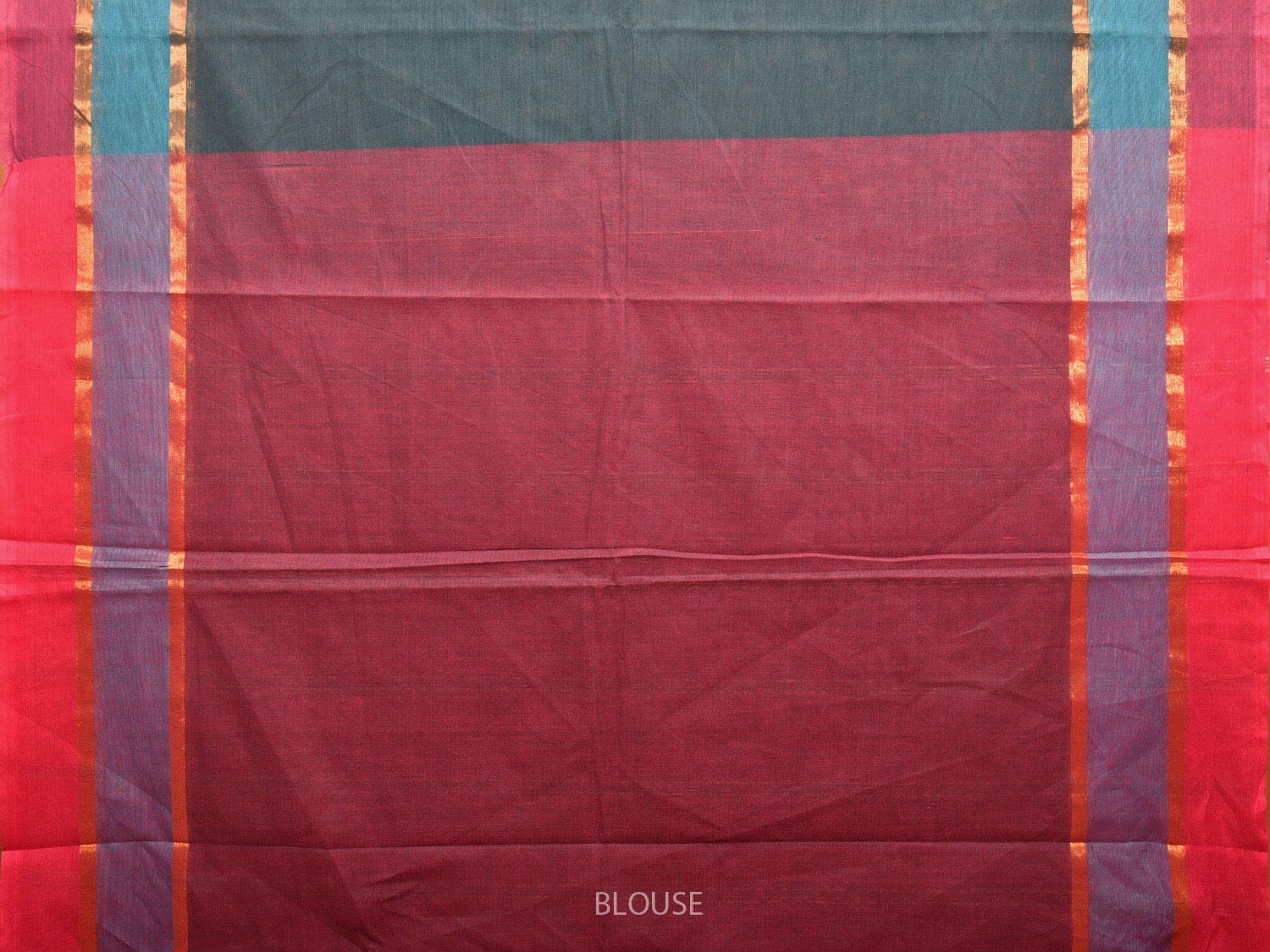 Teal and Purple Kanchipuram Cotton Plain Saree with Strips Pallu Design k0613
