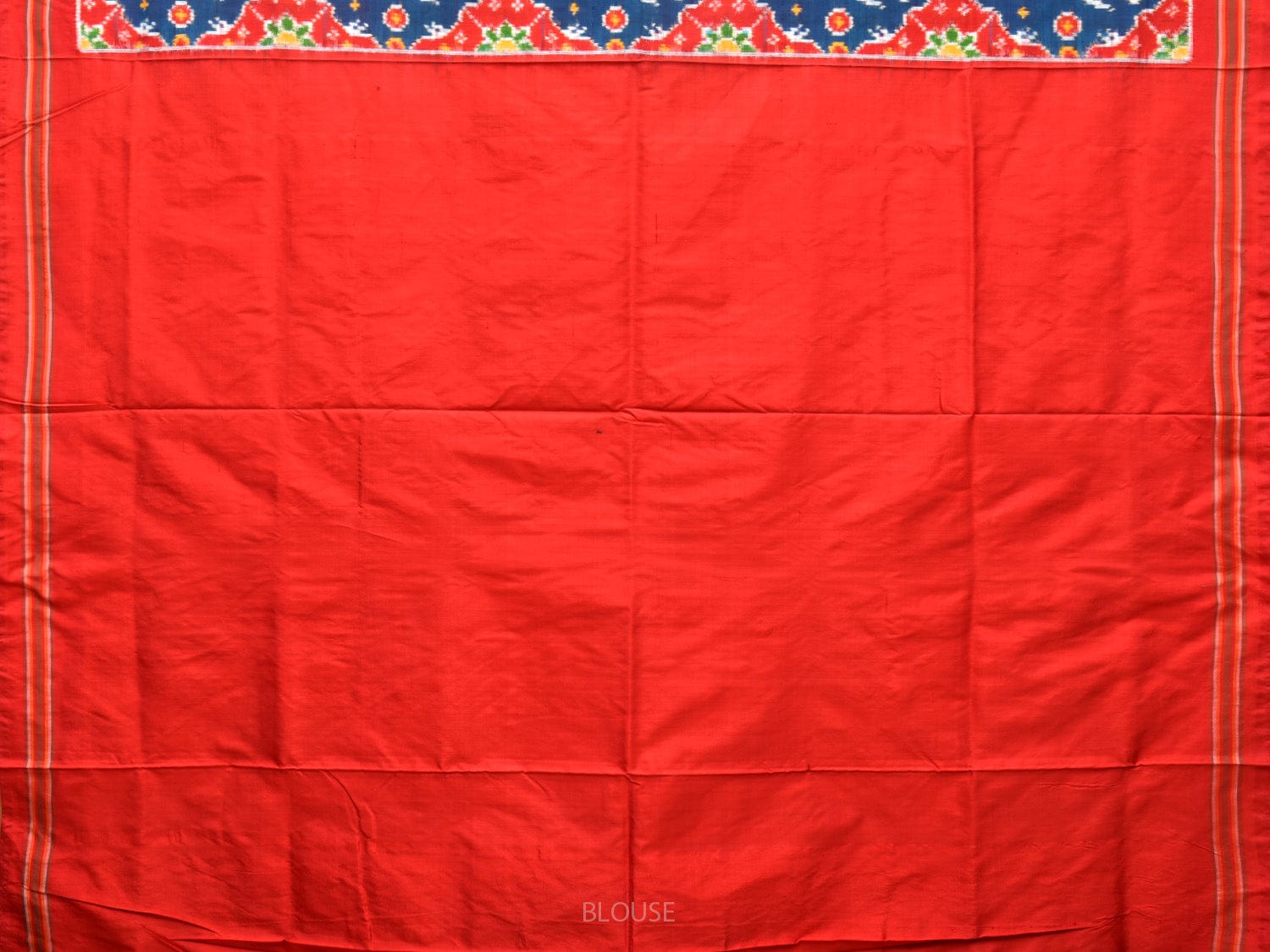 Teal and Red Pochampally Double Ikat Silk Handloom Saree with Elephant Design i0767