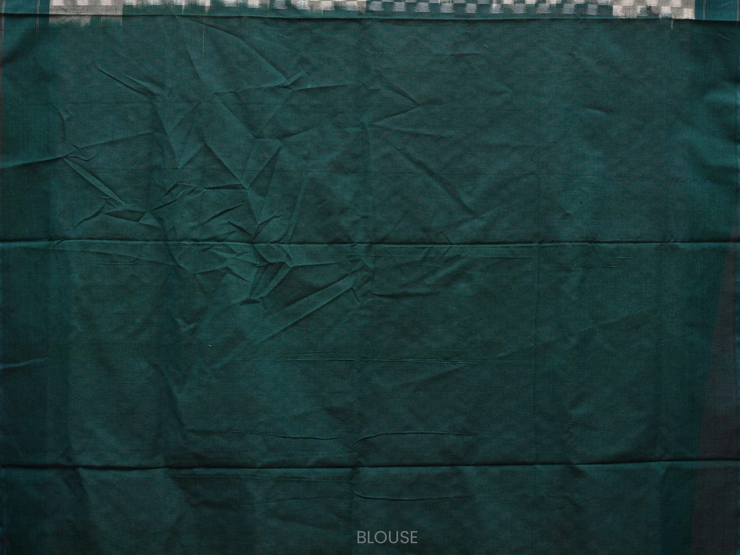 Teal and White Pochampally Ikat Cotton Handloom Saree with Small Checks Design i0691