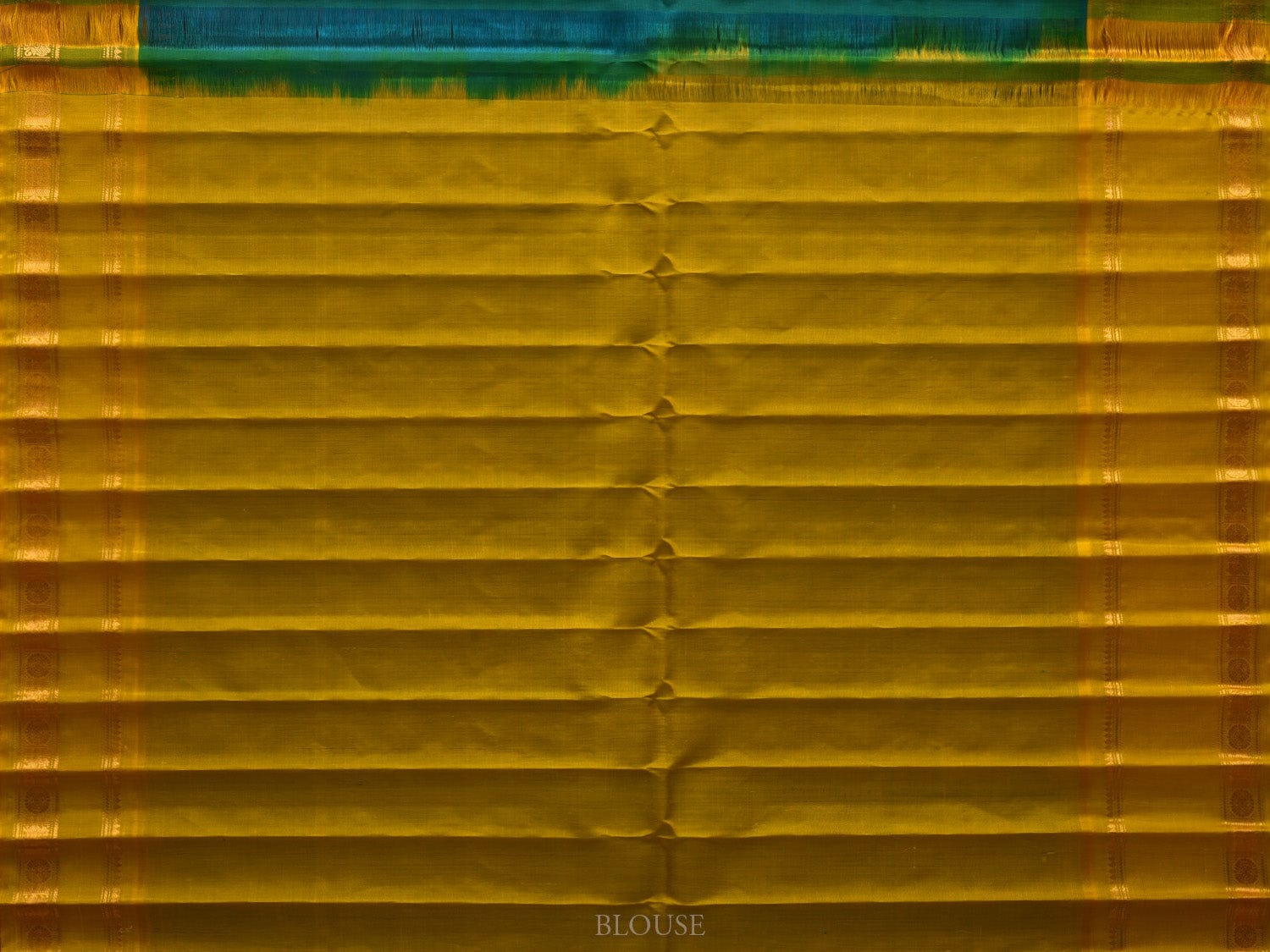 Teal and Yellow Gadwal Silk Handloom Saree with Buta and Border Design g0323
