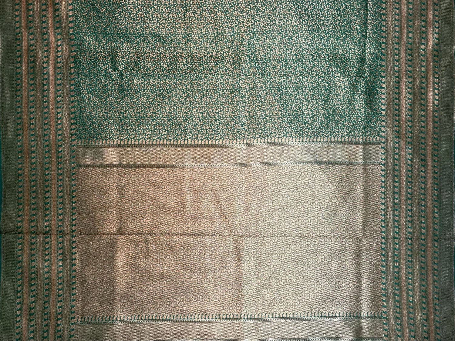 Teal  Antique Zari Banaras Katan Intricate Allover Brocade Saree with Border and Pallu Design b0318ds
