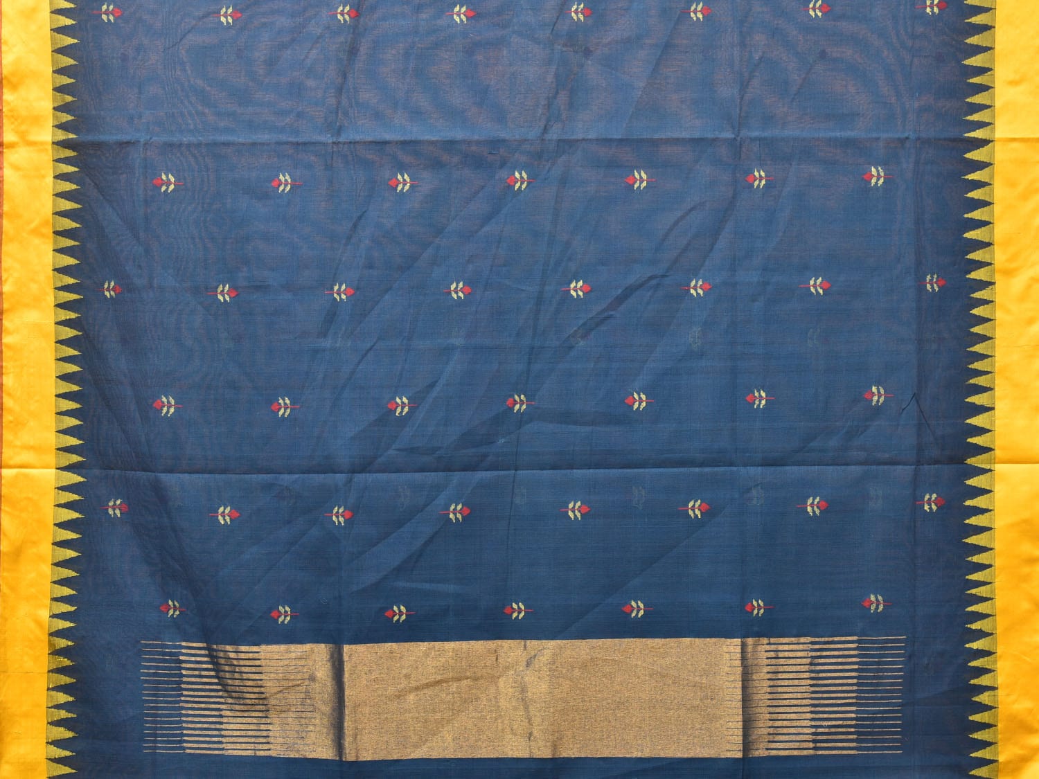 Teal Khadi Cotton Handloom Saree with Jamdani Body Buta Design kh0629