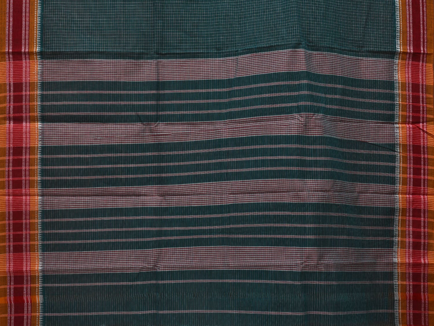 Teal Narayanpet Cotton Handloom Saree with Checks Design No Blouse np0623