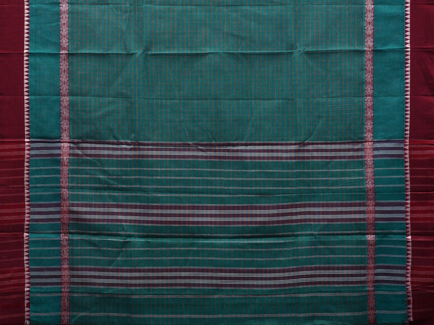 Teal Narayanpet Cotton Handloom Saree with Strips Design No Blouse np0521
