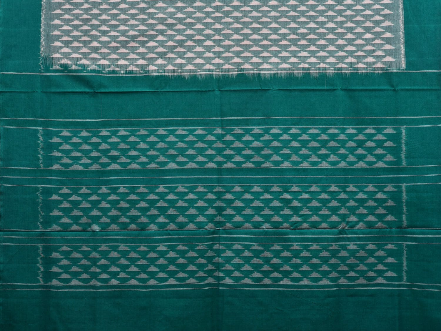 Teal Pochampally Ikat Cotton Handloom Saree with Triangle Buta Design i0650