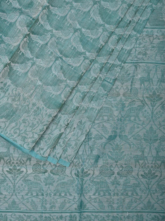 Teal Special Cotton 80s Double Cloth with Birds All Over Design o0400
