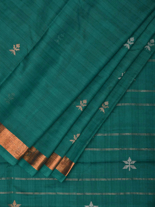 Teal Uppada Cotton Handloom Saree with All Over Buta Design u1981