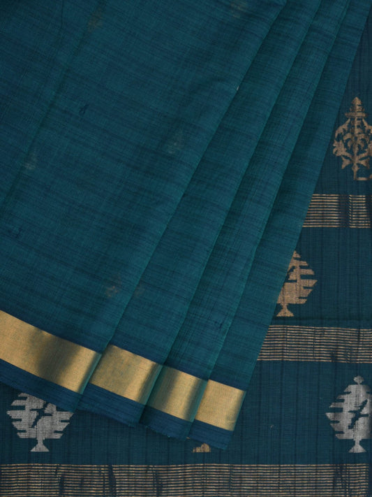 Teal Uppada Cotton Handloom Saree with Assorted Buta Pallu Design u1904