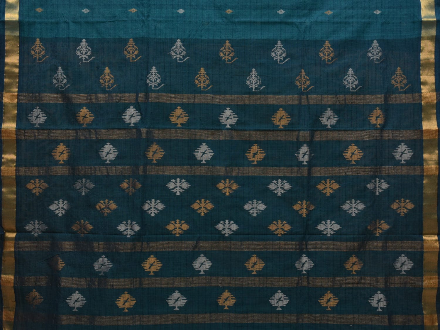 Teal Uppada Cotton Handloom Saree with Assorted Buta Pallu Design u1904