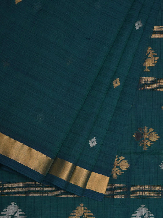 Teal Uppada Cotton Handloom Saree with Assorted Buta Pallu Design u1934