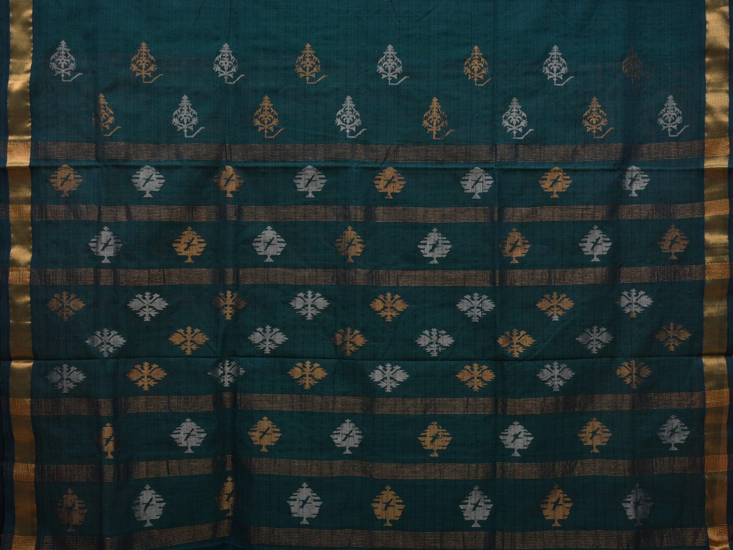 Teal Uppada Cotton Handloom Saree with Assorted Buta Pallu Design u1934