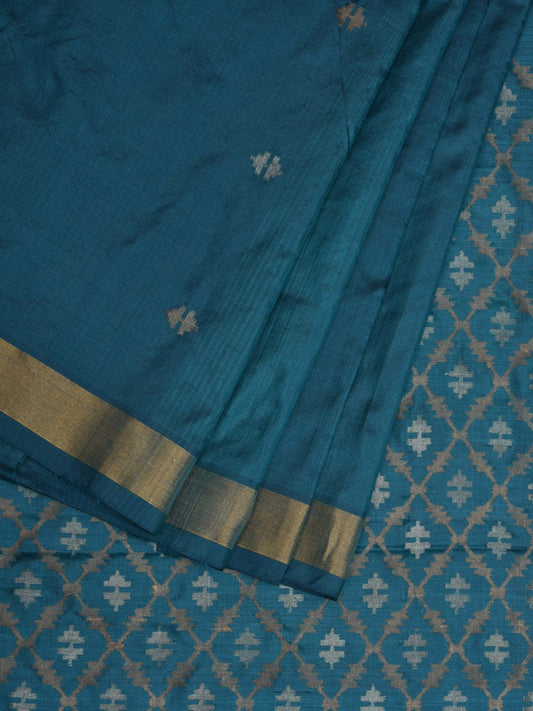Teal Uppada Silk Handloom Saree with Jamdani Pallu Design u1833