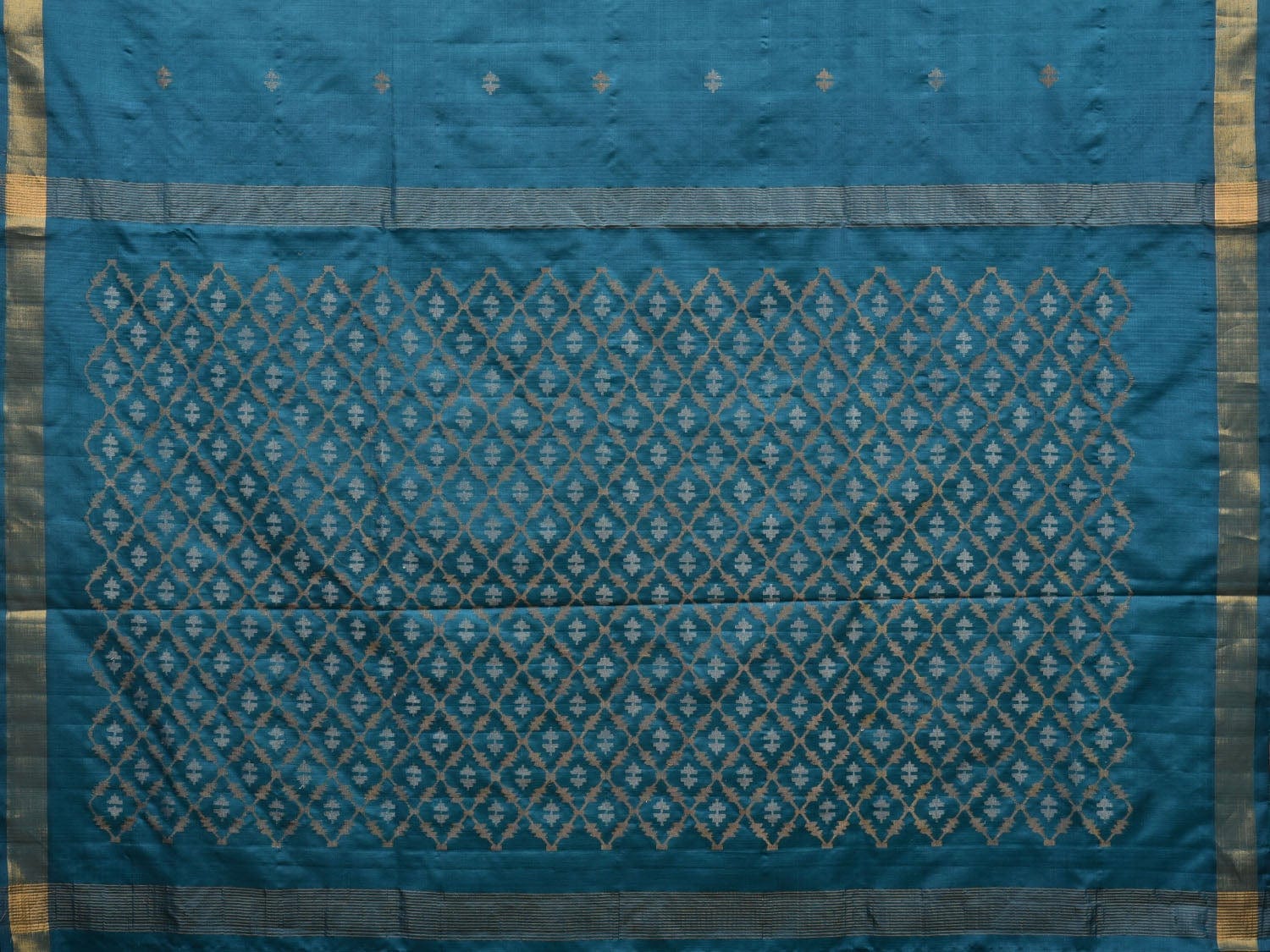 Teal Uppada Silk Handloom Saree with Jamdani Pallu Design u1833