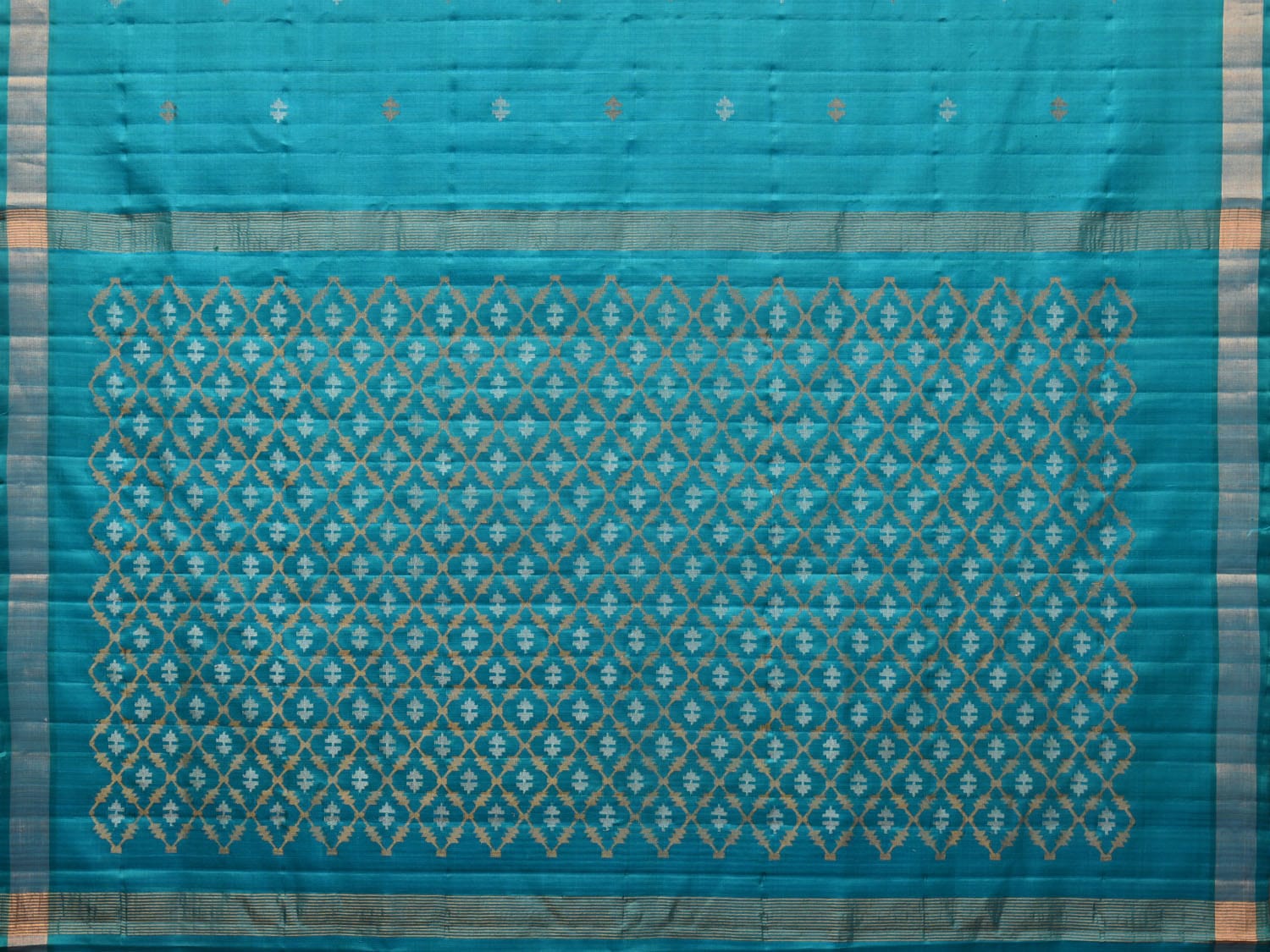Teal Uppada Silk Handloom Saree with Jamdani Pallu Design u2149