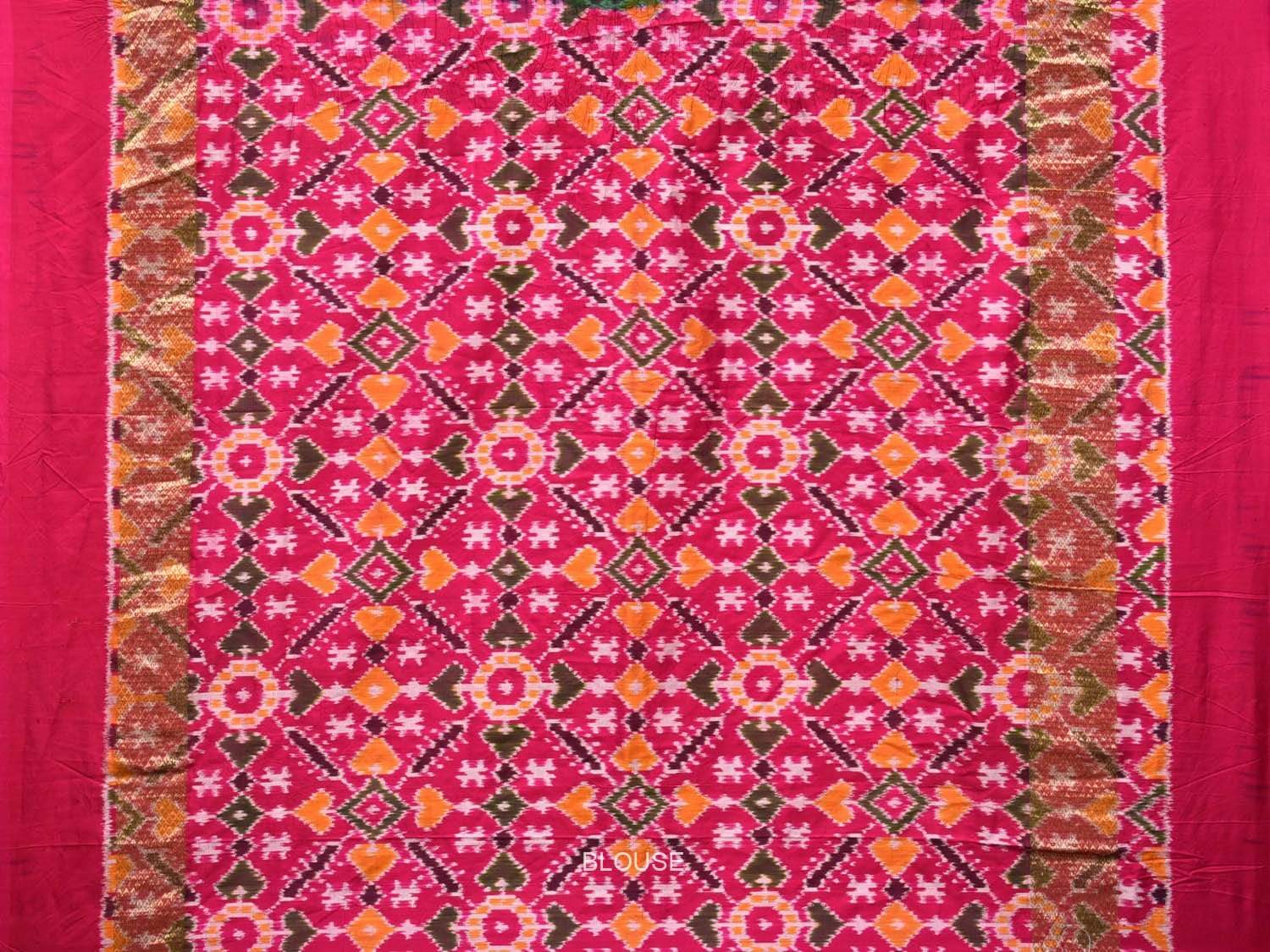 Turquoise and Pink Bandhani Ikat Silk Handloom Saree with Border Design bn0186