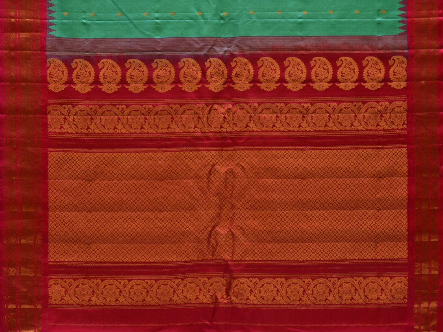 Turquoise and Pink Gadwal Silk Handloom Saree with Border and Pallu Design g0290