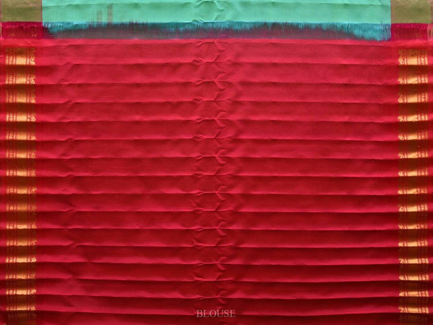 Turquoise and Pink Gadwal Silk Handloom Saree with Mango Pallu Design g0295