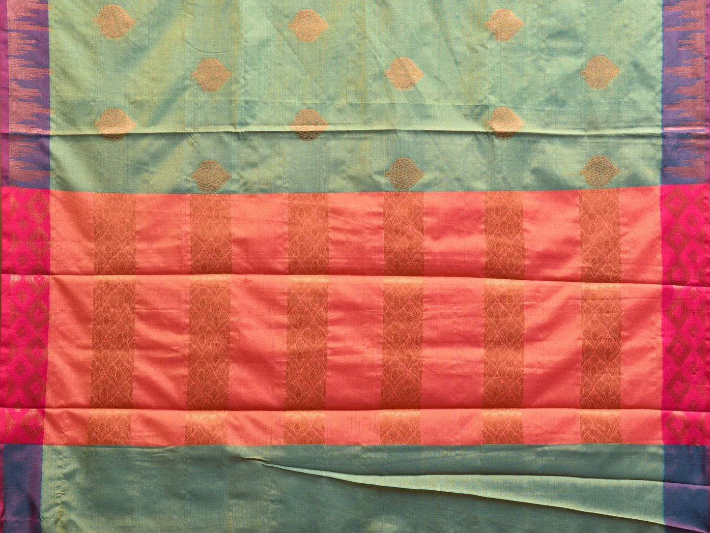 Turquoise and Violet Katan Silk Saree with Border and Body Butta Design b0156ds