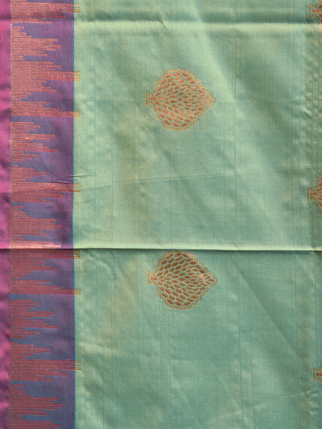 Turquoise and Violet Katan Silk Saree with Border and Body Butta Design b0156ds