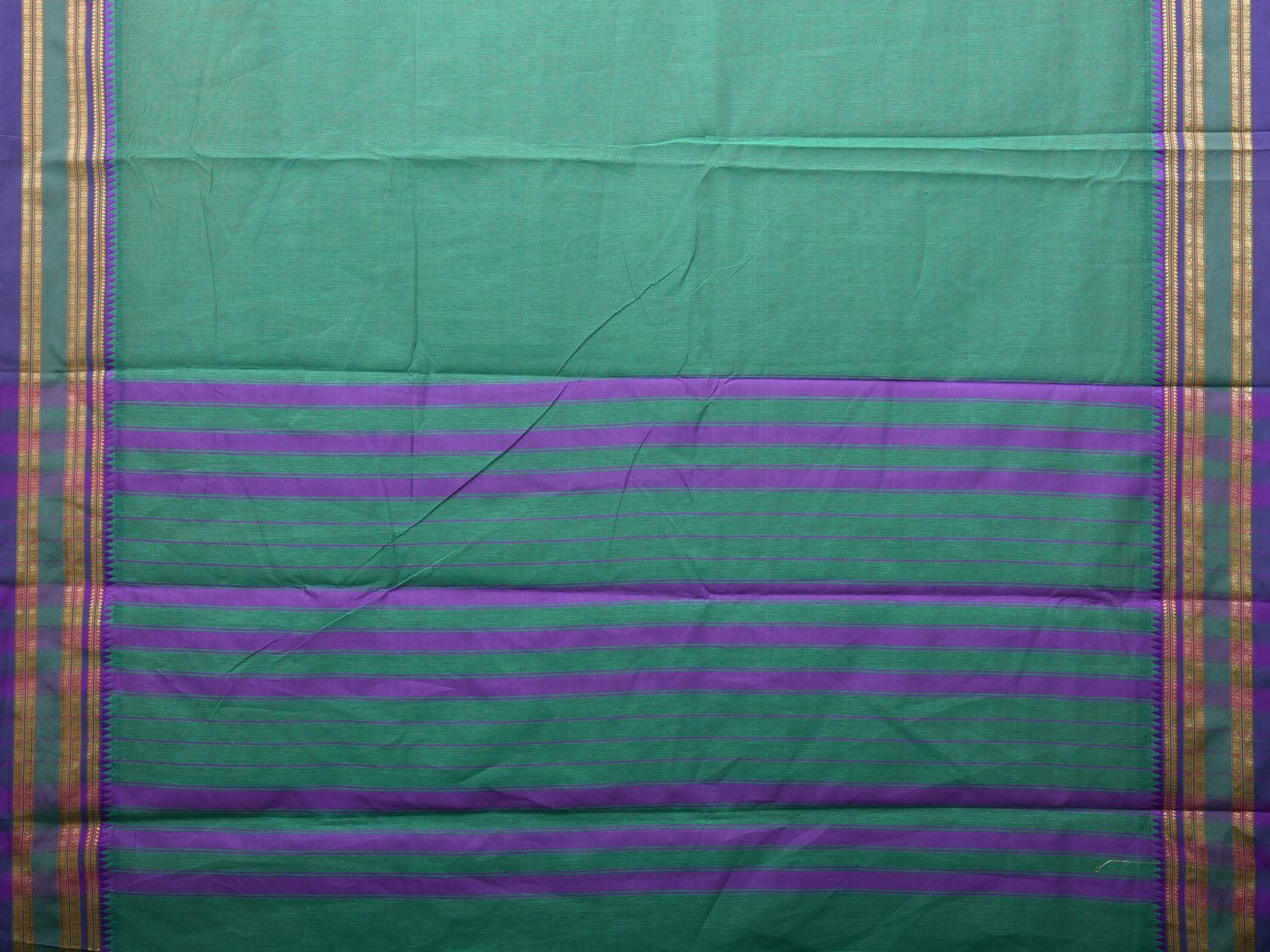 Turquoise Bamboo Cotton Plain Saree with Border Design bc0078