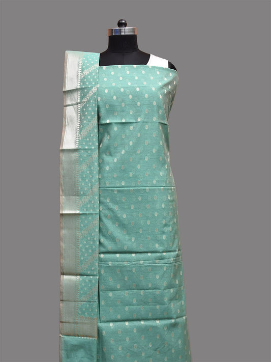Turquoise Banaras Cotton Viscose Dress Material with Dupatta, Top and Plain Bottom Design dm0069
