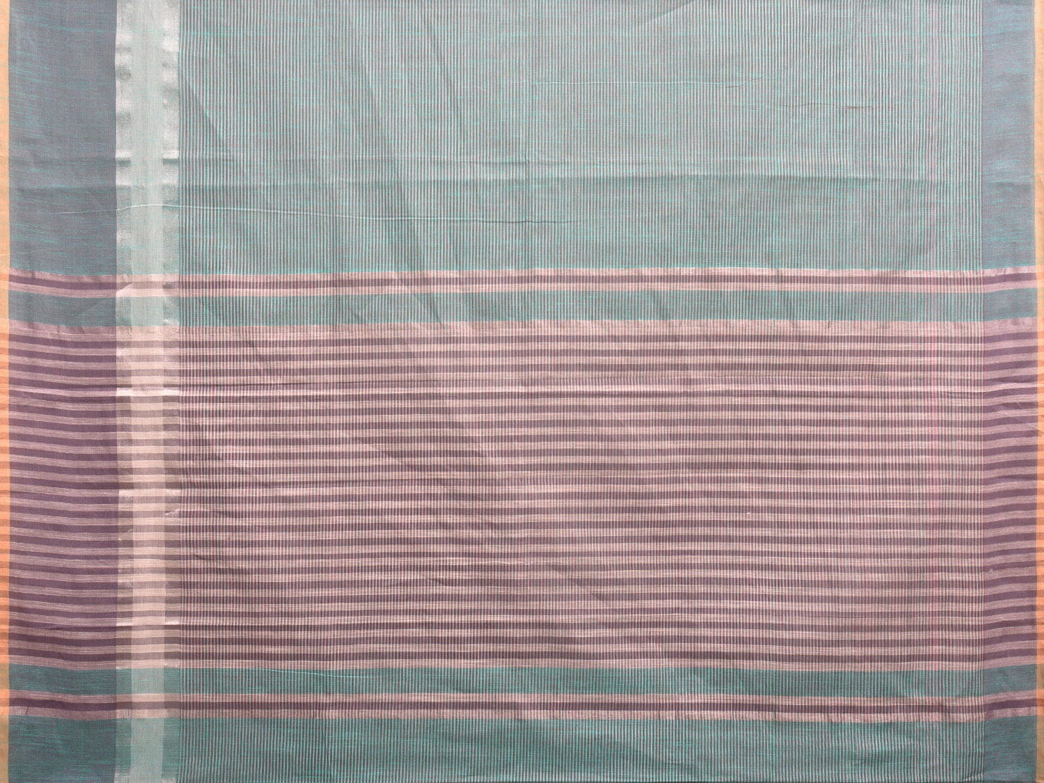 Turquoise Kanchipuram Cotton Saree with Strips Design k0597