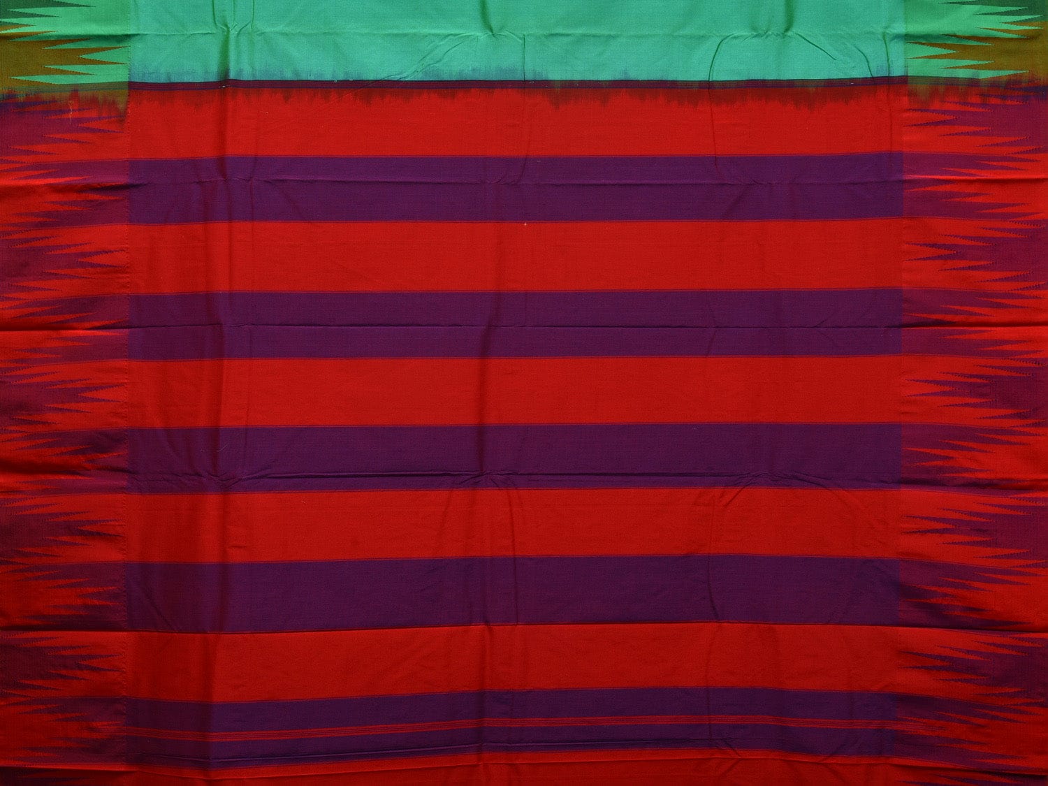 Turquoise Kanchipuram Silk Handloom Saree with Big Temple Border Design k0523