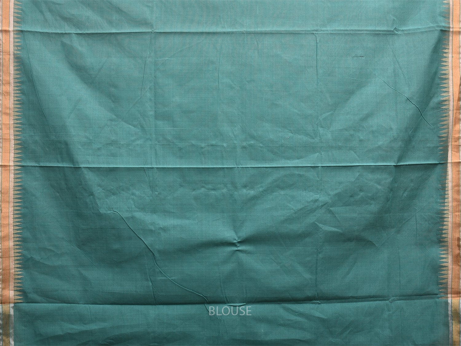 Turquoise Khadi Cotton Handloom Saree with Floral Pallu Design kh0691