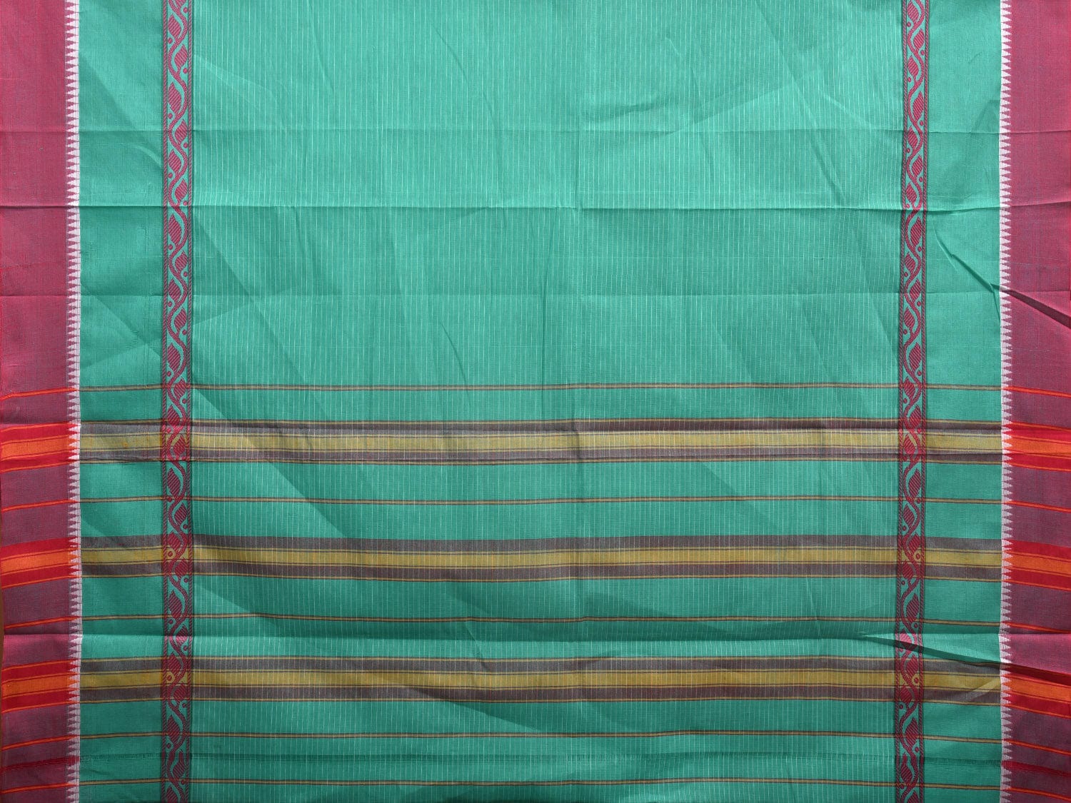 Turquoise Narayanpet Cotton Handloom Saree with Big Border Design No Blouse np0918