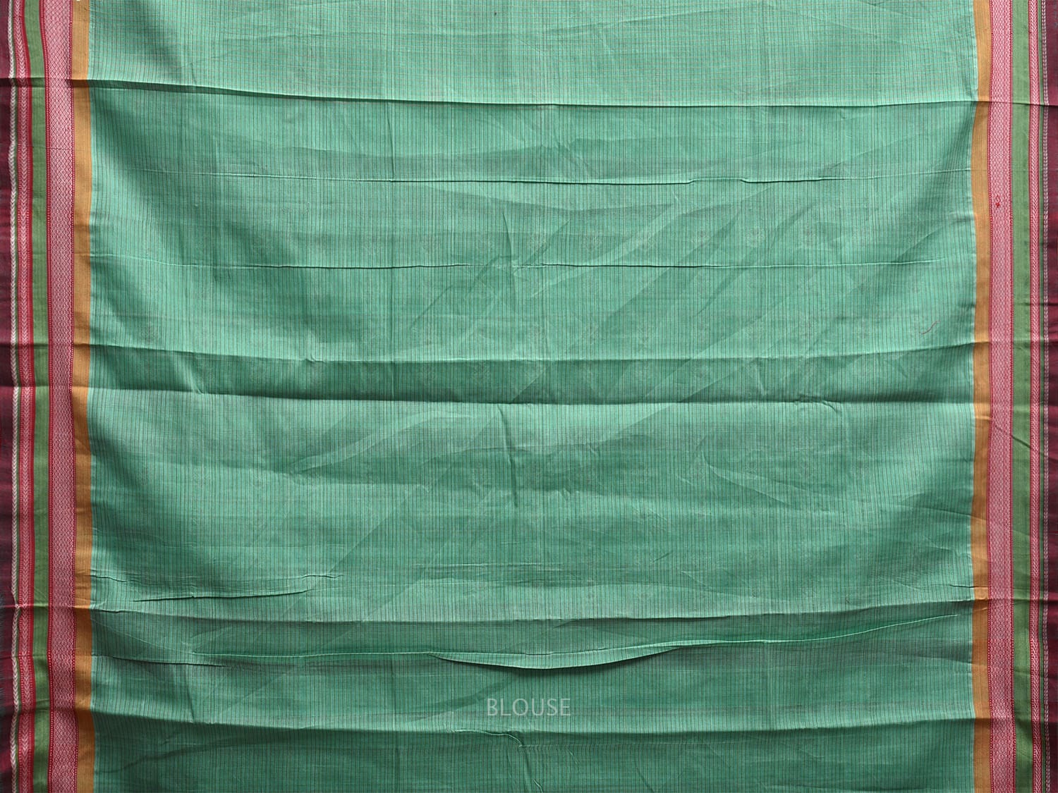 Turquoise Narayanpet Cotton Handloom Saree with Kasuti Work and Checks Design o0649