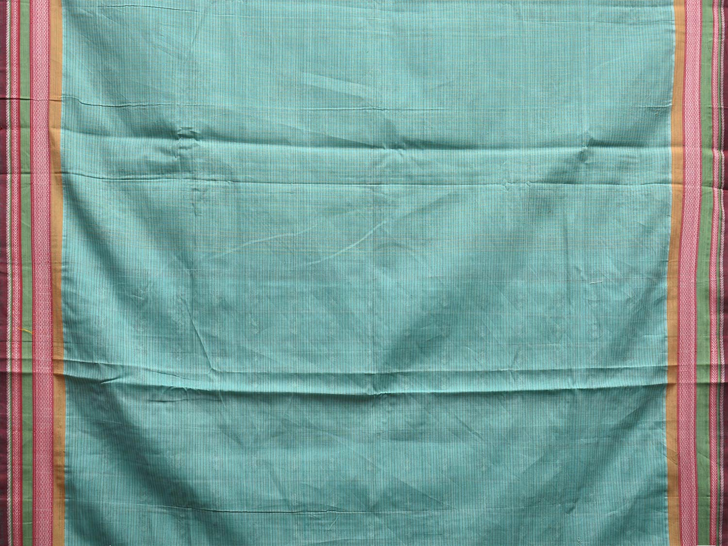 Turquoise Narayanpet Cotton Handloom Saree with Kasuti Work Design o0584