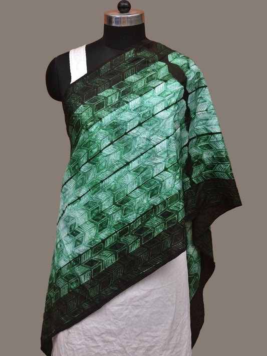 Turquoise Shibori Silk Handloom Stole with Arrow Design ds3099