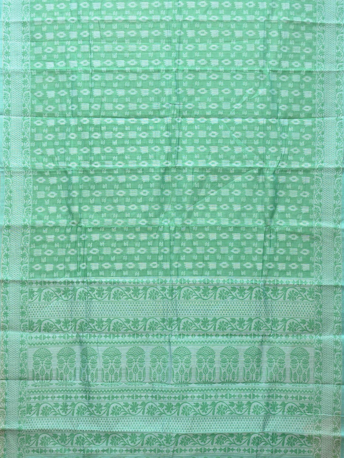 Turquoise Special Cotton 80s Double Cloth with Buta and Border Design o0398