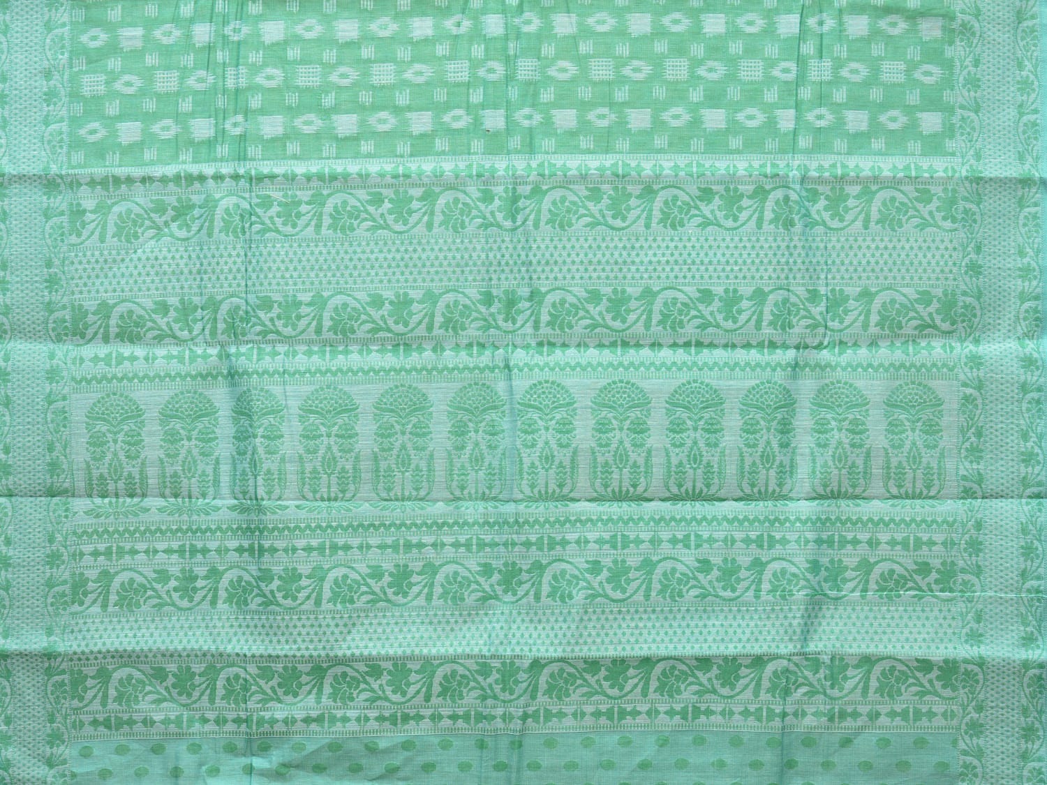 Turquoise Special Cotton 80s Double Cloth with Buta and Border Design o0398