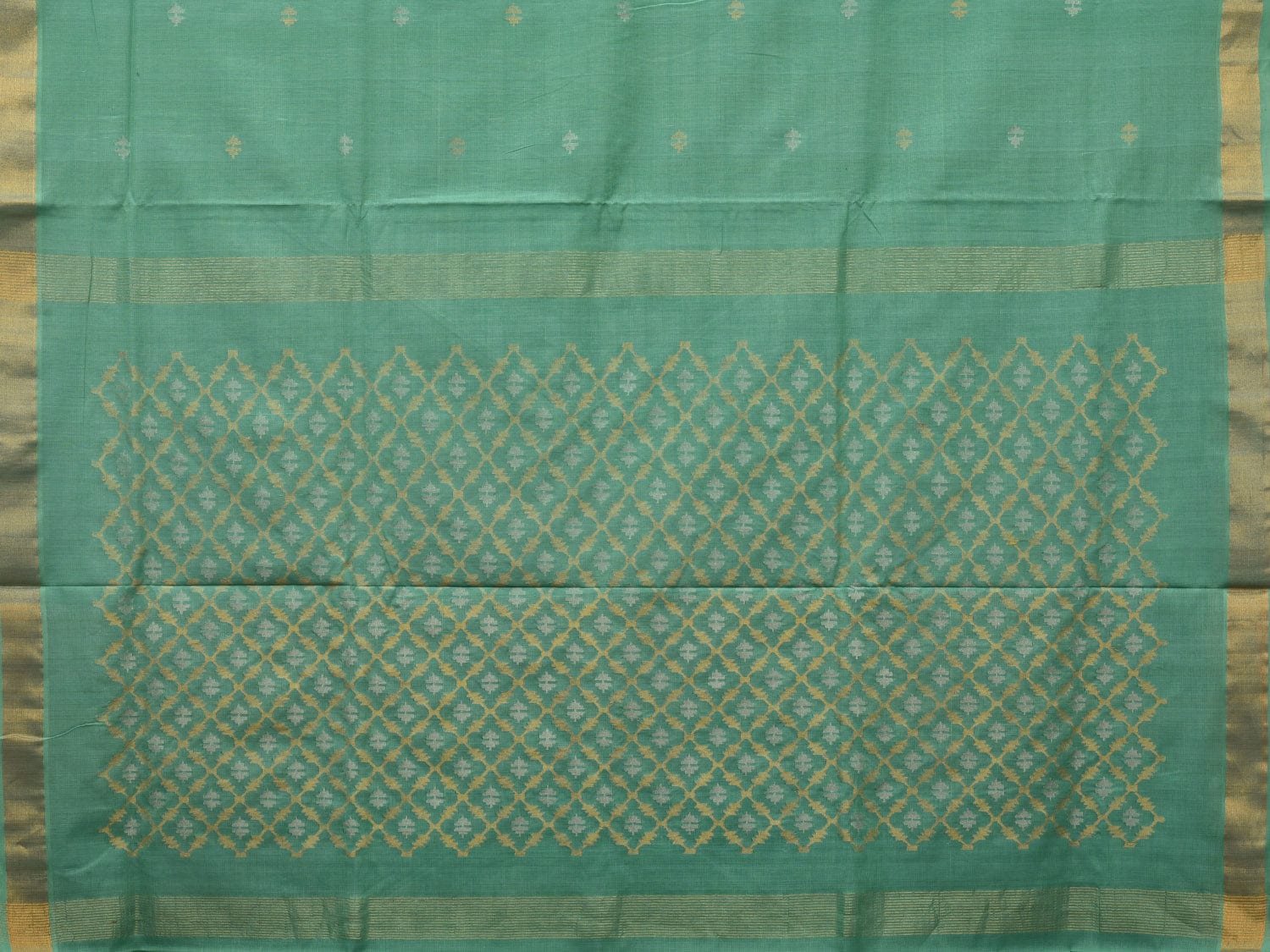 Turquoise Uppada Cotton Handloom Saree with Jamdani Pallu Design u1932