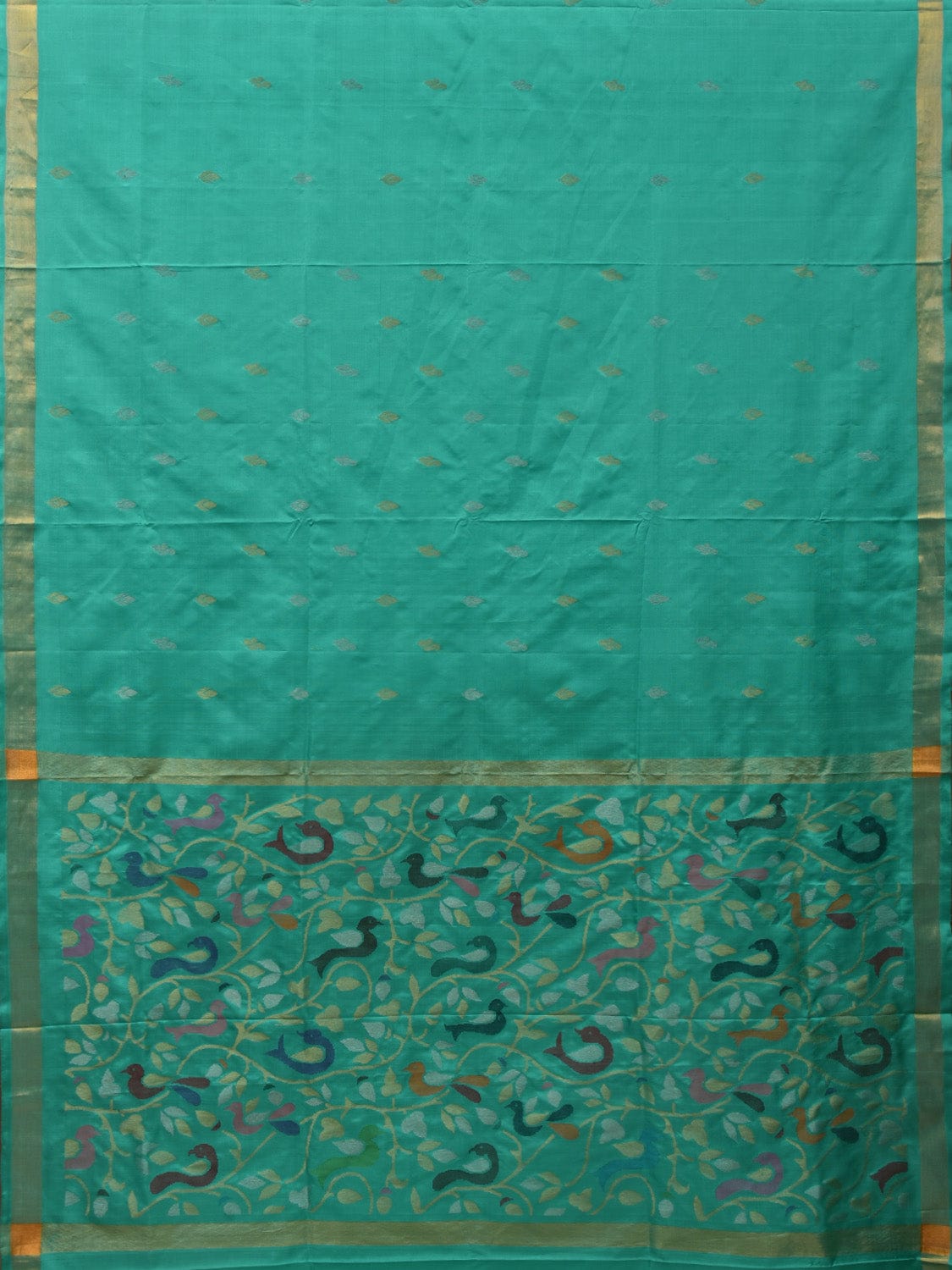 Turquoise Uppada Silk Handloom Saree with Birds Pallu Design u1901