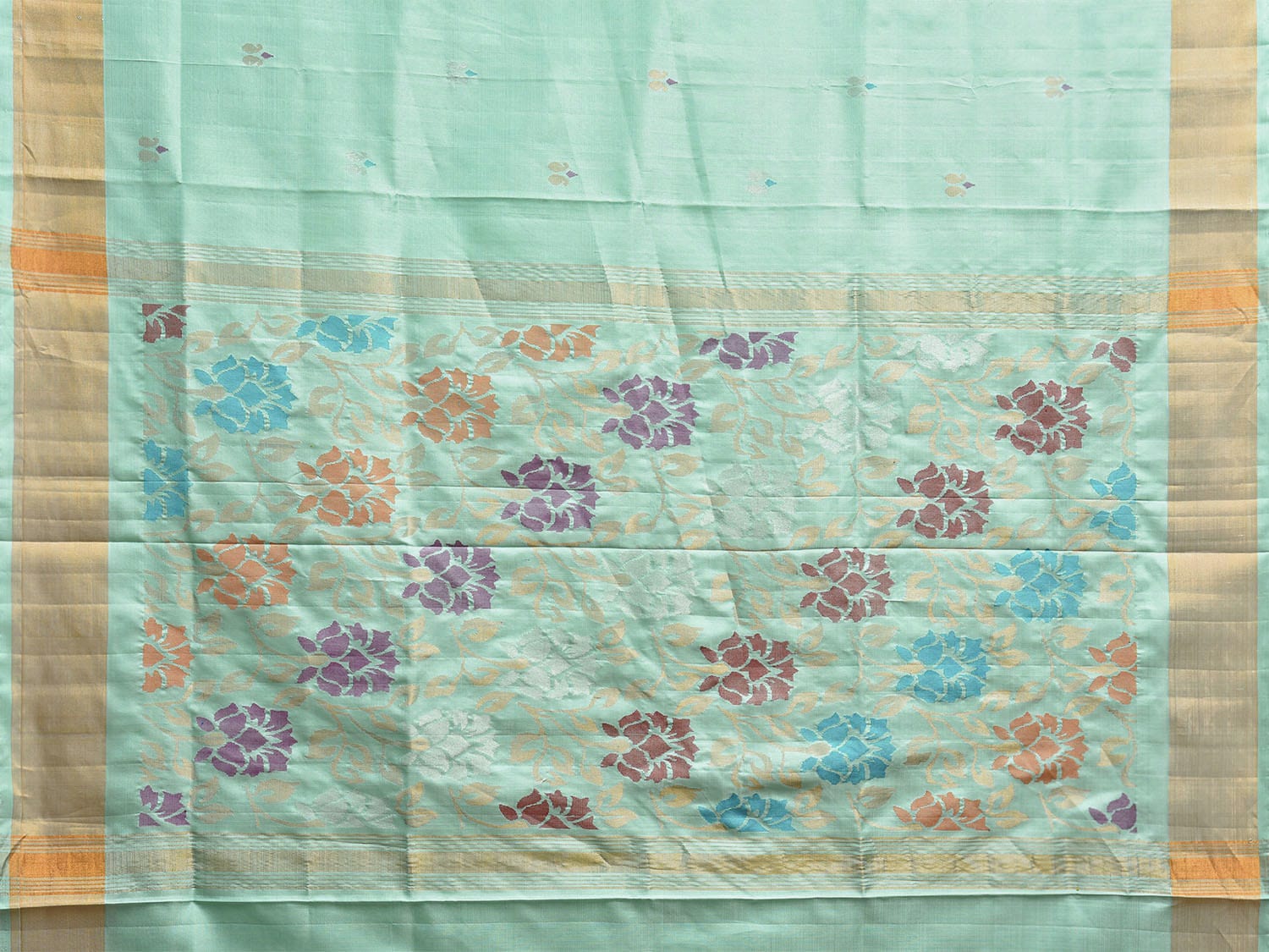 Turquoise Uppada Silk Handloom Saree with Floral Pallu Design u2332