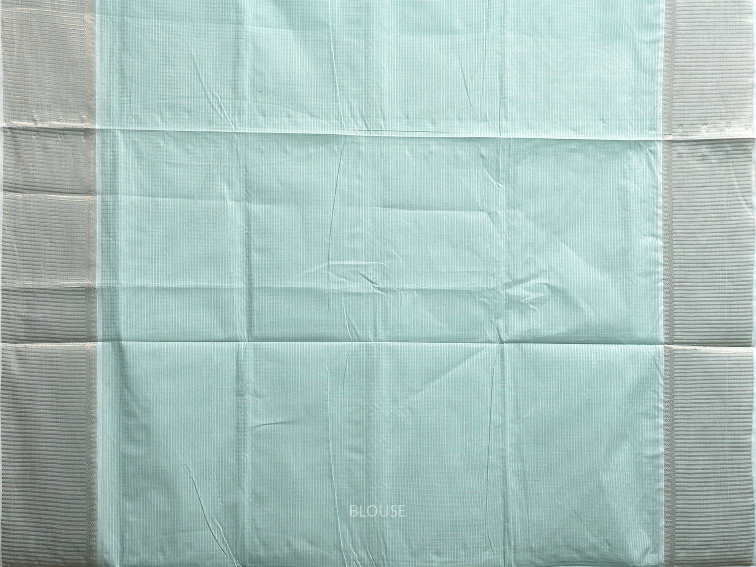 Turquoise Venkatagiri Cotton Saree with Strips and Mango Pallu Design v0127