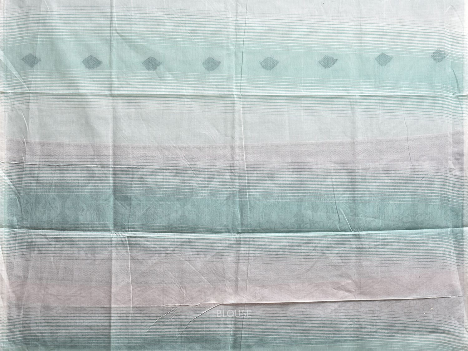 Turquoise Venkatagiri Cotton Saree with Strips Buta and Pallu Design v0143